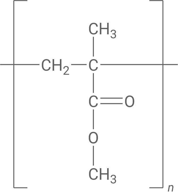 Chemische Strukturformel eines Polymers mit Kohlenstoff- und Sauerstoffatomen.